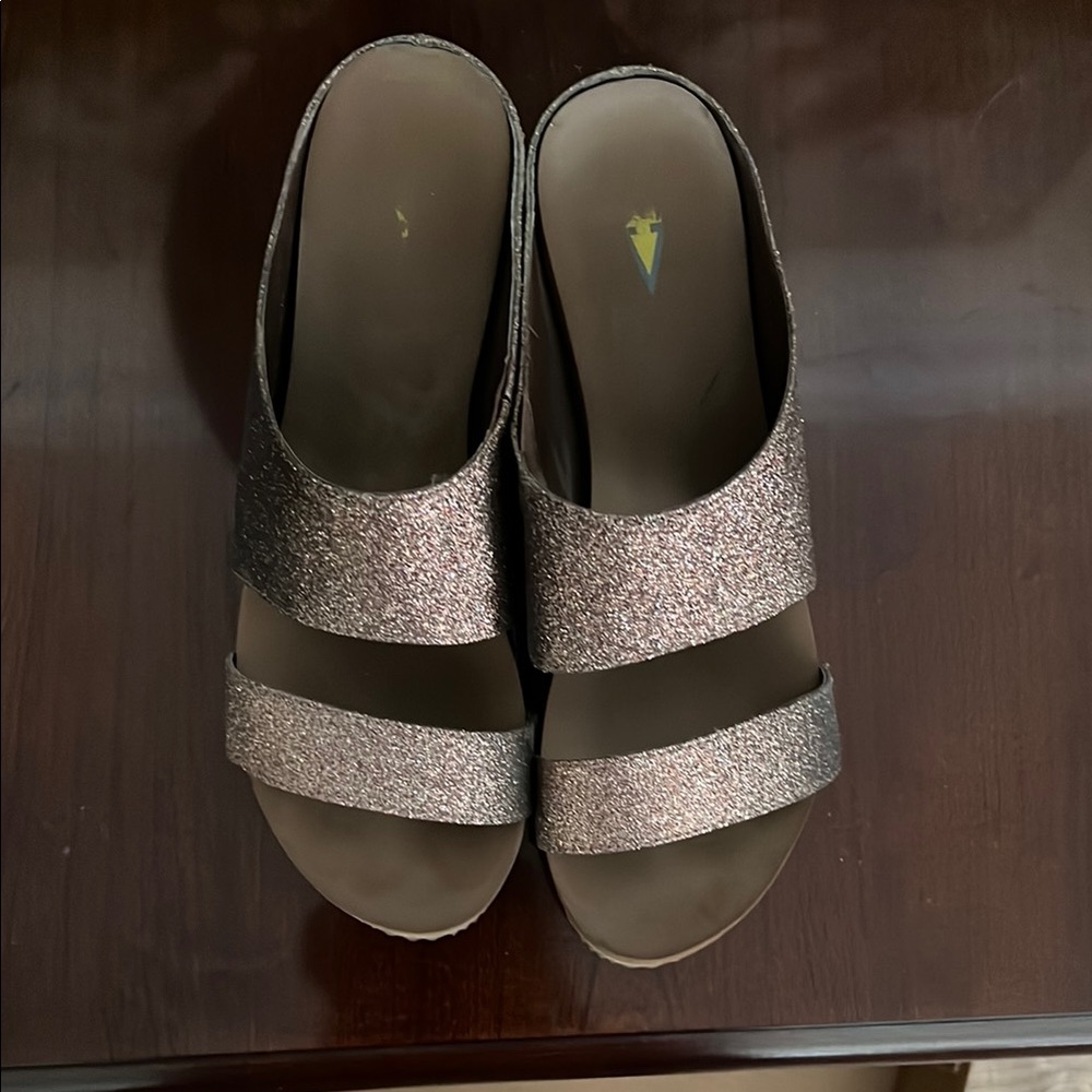 Volatile Glitter Slide Sandals
